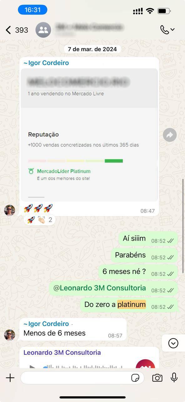 Depoimento de cliente 3M no WhatsApp